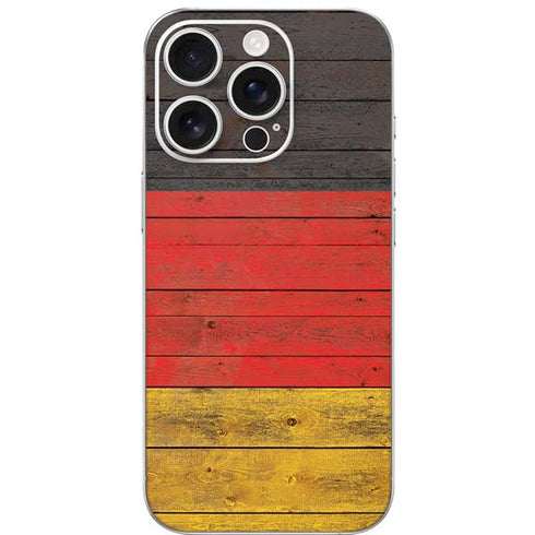 German Flag Dark Wood iPhone 16 Pro Skin